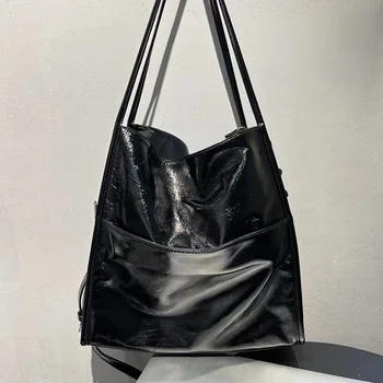 Роскошная сумка из воловьей кожи с масляным воском в ленивом стиле, женская сумка-тоут, универсальная сумка с большими карманами для поездок на работу, женская сумка с клатчем