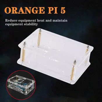 Акриловый корпус Orange Pi 5, прозрачный корпус, Прозрачная коробка, Дополнительный Охлаждающий вентилятор, Медный радиатор для Orange 5 O9Y6