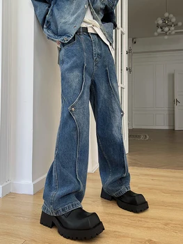 Европейские Роскошные двухслойные Винтажные джинсовые брюки из чистого хлопка уличная одежда Y2k, блузки, мешковатые брюки, pantalones hombre