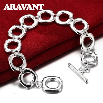 Aravant Серебряные браслеты с квадратной застежкой 925 пробы, Цепочки для мужчин, модные ювелирные изделия, подарки