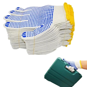 Рабочая сила 700 грамм пластиковой пряжи перчатки точечная клеевая перчатка хлопчатобумажные противоскользящие точечные перчатки из бисера