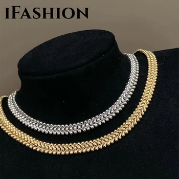 IFASHION Ожерелье из 100% золота 18 Карат, цепочка, Милое ожерелье на ключицу для женщин, подарок для вечеринки, изысканные ювелирные изделия, настоящее золото 18 карат, желтое золото