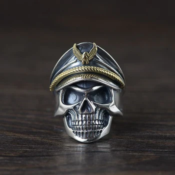 Тайское серебряное кольцо с черепом S925 Серебро Ретро Ремесло Тайское серебряное кольцо мужское украшение с открытой рукой в стиле панк