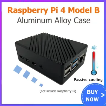 Корпус из алюминиевого сплава для Raspberry Pi 4 Черный ящик Металлический корпус Пассивного охлаждения Защитный чехол для Raspberry Pi 4 Модель B