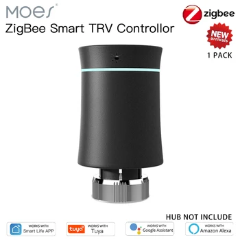 Moes Tuya ZigBee3.0 Новый Клапан привода радиатора Умный Программируемый Термостат Нагреватель температуры TRV Alexa Голосовое управление