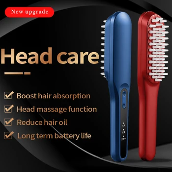 Электрическая расческа для волос, красная и синяя волна, и вибромассажер для волос, для улучшения ухода за волосами, для выпрямления волос и уменьшения жирности