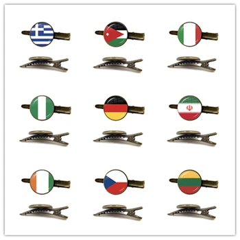 Скрепки с национальным флагом Греции, Иордании, Италии, Нигерии, Германии, Ирана, Чехии, Литвы, Зажим для галстука со стеклянным куполом Для Мужчины-Джентльмена