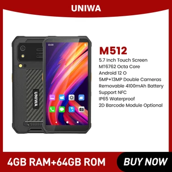 Смартфон UNIWA M512 5,7-дюймовый мобильный телефон Android 12 13MP IP65 4100mAh 4GB + 64GB Восьмиядерный Мобильный телефон