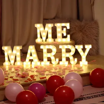 Светодиодный 3d светильник с английскими буквами Marry Me Предложение руки и сердца Ночник Для свадебной вечеринки Наружный декор в помещении