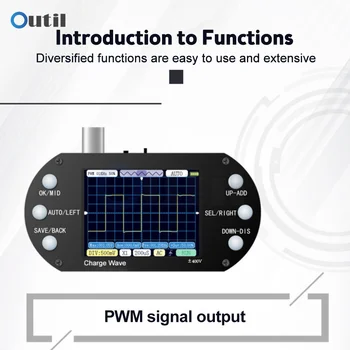Мини-цифровой осциллограф с полосой пропускания 200 кГц, частота дискретизации 2,5 МГц, 17 сигналов, полный триггер, автоматическая синусоидальная волна, Осциллограф с частотой 500 кГц