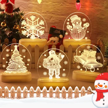 3D Ночные Огни Спальня Декоративная Настольная Лампа USB/Батарея Рождественское Украшение Санта Клаус Снежинка Настольная Лампа Подарки на Рождество