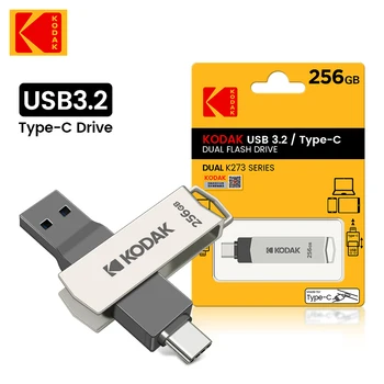 Оригинальный флэш-накопитель KODAK Type-C Dual USB 3.2 K273 256 ГБ Memory Stick Флешка 256 ГБ Вращающийся U-диск Бесплатная доставка