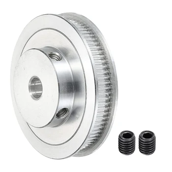 Шкив ГРМ с 80 зубьями диаметром 12 мм, алюминиевое синхронное колесо Серебристого цвета с винтом M5 для ремня 3D-принтера, станка с ЧПУ