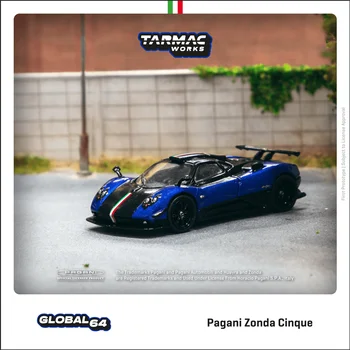 ** Предварительный заказ ** Tarmac Works 1:64 Pagani Zonda Cinque Blue Francia, модель автомобиля, отлитая под давлением