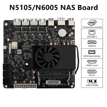 2,5 G 4x Материнская плата Intel i226-V Nics NAS N5105/N6005 с двумя M.2 NVMe Six SATA3.0 2 * DDR4 HDMI2.0 DP Mini ITX 17x17 см с мягкой маршрутизацией