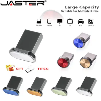 JASTER Mini button blue Многофункциональный Новый Металлический флэш-накопитель USB 2.0 Серебристый U-диск 32 ГБ 64 ГБ Memory Stick Business TYPE-C Подарок