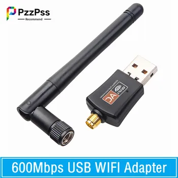PzzPss Двухдиапазонный 600 Мбит/с USB WIFI Адаптер 2,4 ГГц 5 ГГц WiFi С Антенной ПК Мини Компьютер Приемник сетевой карты Для ПК Ноутбука