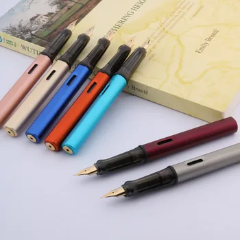роскошная подарочная чернильная ручка из оксида алюминия, металлическая Перьевая ручка золотого цвета EF, Канцелярские принадлежности