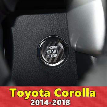 Для Toyota Corolla Кнопка Запуска и Остановки двигателя Автомобиля Крышка Из Настоящего Углеродного Волокна Наклейка 2014 2015 2016 2017 2018