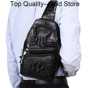 Мужская нагрудная сумка из кожи крокодиловой кожи, Мужская сумка через плечо, Дорожный слинг, Модный Дизайнерский трендовый продукт