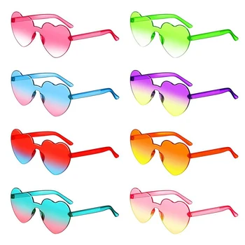 Модные желеобразные Градиентные Линзы в форме Сердца, Солнцезащитные очки, Женские солнцезащитные очки для улицы, Красочные солнцезащитные очки, 1 шт