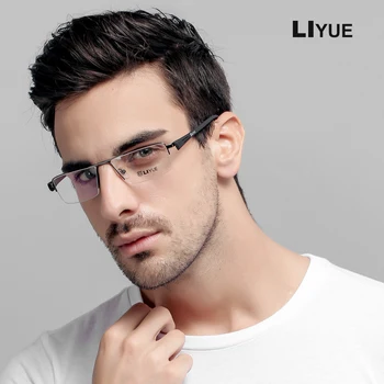 Оправа для оптических очков, Мужские Квадратные очки, Металлические очки для близорукости по половинному рецепту, Компьютерные очки для глаз, оправы для очков для мужчин