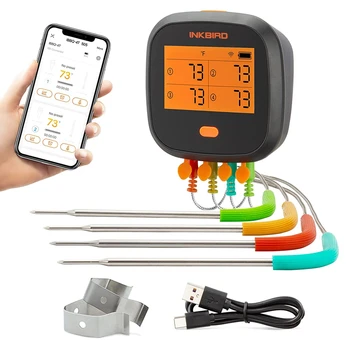 INKBIRD WIFI Термометр для гриля IBBQ-4T Беспроводной Термометр для барбекю с Сигнализацией, Температурный график для Приготовления в печи барбекю, Гриля, Выпечки