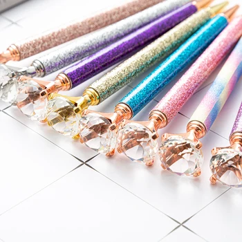 Креативная шариковая ручка из розового золота с бриллиантами, металлическая шариковая ручка с кристаллами, школьные Канцелярские принадлежности оптом