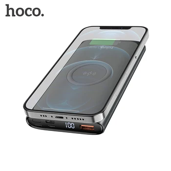 HOCO Power Bank 10000 мАч 22,5Ｗ PD Быстрая Зарядка с 15 Вт беспроводной зарядкой Powerbank Портативная Зарядка Аккумулятора Для iphone 13 12 11