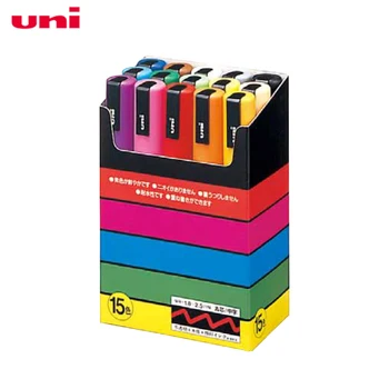 Ручка для рисования маркером Uni Posca PC-5M с очень тонким наконечником 1,8-2,5 мм, набор из 15 цветов, студенческая ручка для рисования граффити