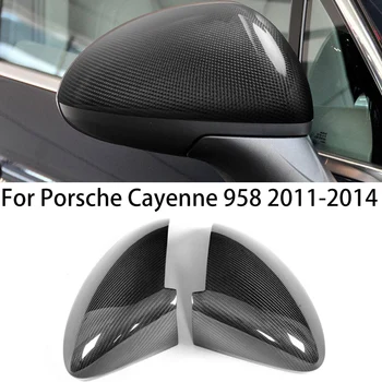 Обновите настоящее карбоновое волокно для Porsche Cayenne 958 2011-2014 Автомобильные боковые крышки зеркал заднего вида, колпачки, накладка, аксессуары в стиле Дополнения