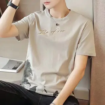 J0875, летняя новая мужская футболка с короткими рукавами, американская модная футболка с круглым вырезом и принтом.