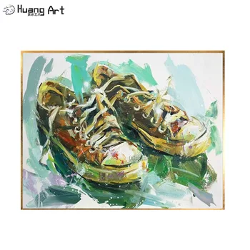 Профессиональный художник, Ручная роспись высококачественной парусиновой обуви, картина маслом для декоративной стены, современная абстрактная картина на холсте для обуви