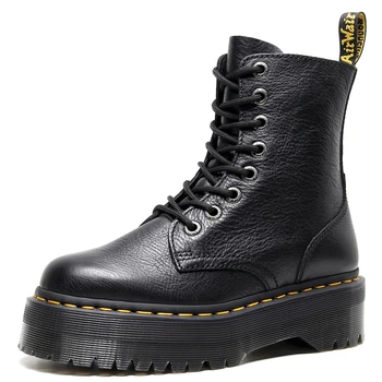 Роскошные женские ботильоны Gold Bian черного цвета, обувь PuGeHou, армейские ботинки на шнуровке, женская зимняя обувь на платформе