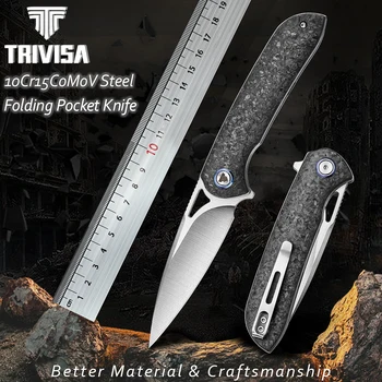 TRIVISA Складной карманный нож с зажимом, Уличные EDC-ножи для мужчин, инструмент для кемпинга, 3,48 