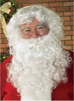 Костюм Парик Популярный парик Санта Клауса и борода полный комплект костюмированный парик для вечеринки, костюм для Деда Мороза