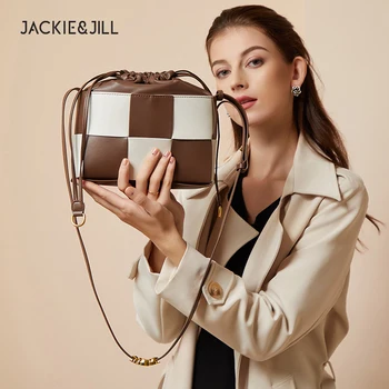 Тканая сумка Jackie & Jill из воловьей кожи, женская сумка-мессенджер из воловьей кожи с цветным блоком на шнурке через плечо