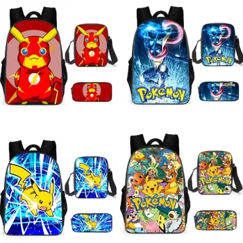 Школьная сумка Pokémon Рюкзак Пикачу Из Полиэстера, Удобный Облегченный Студенческий Детский Рюкзак, Мультяшная Школьная сумка Mochila