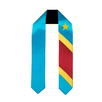 Шарф с изображением ФЛАГА Конго, пояс для вручения дипломов, Изготовленный на заказ из высококачественной атласной ткани, Палантин для вручения дипломов