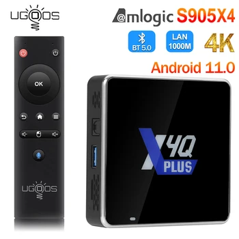 Ugoos X4Q Plus Smart TV Box DDR4 4 ГБ 64 ГБ Android 11,0 TV Box S905X4 Widevine L1 Медиаплеер 2,4 G/5G WiFi 1000M 4K 4GB X4 PRO