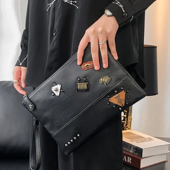 Сумка-клатч Мужская Большой емкости для рук, модный значок, мужская сумка через плечо для сумок с ремешком
