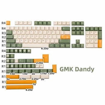 142 Ключа/набор GMK Dandy Keycap с Подкладкой Из ПБТ-красителя Keycaps С Вишневым Профилем Для 61 64 68 84 87 96 980 104 Зеленого Металлического Ключа