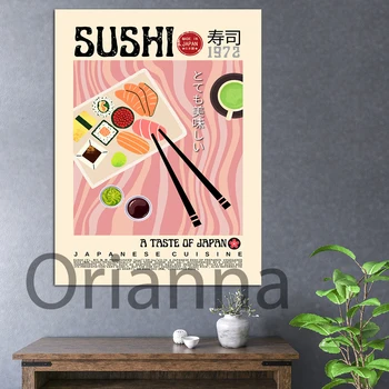 Плакат с суши в винтажном стиле, Принт японской кухни, Азиатская ретро-еда, Настенная живопись на холсте, Современный декор кухни