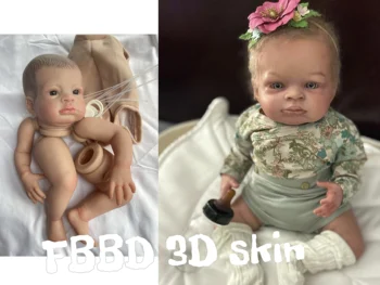 FBBD 20-дюймовая Уже окрашенная кукла Reborn Baby Lanny 3D Skin в разобранном виде Комплект С одним тканевым телом Куклы для детей