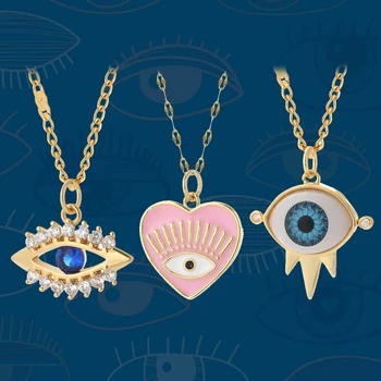Злой турецкий глаз, Счастливое ожерелье для женщин, цепочка золотого цвета, Женское ожерелье, Любящее сердце, голубые глаза, изящное ожерелье, колье, ювелирные изделия