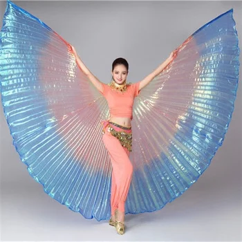 Реквизит для танца живота, трехцветные костюмы для волшебных представлений, аксессуары, 360-градусные красочные танцевальные костюмы с крыльями
