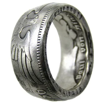 Кольцо с монетой из Немецкого серебра 5 марок из медно-никелевого сплава, кольцо с монетой ручной работы, Размеры 7-12