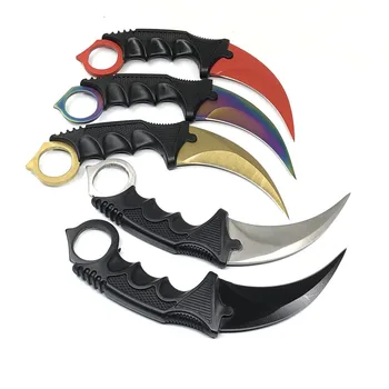 Нож Cs Go Karambit С ножнами, Ножи-когти с фиксированным лезвием, Тренировочный карманный нож для выживания, тактический нож для кемпинга на открытом воздухе, EDC Инструмент