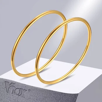 Vnox Золотого цвета из нержавеющей стали, простой браслет-манжета для женщин, минималистичные браслеты в подарок для нее