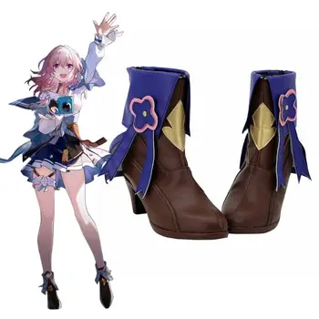 Обувь для косплея Honkai Star Rail 7 марта, Ботинки 7 марта, Женская Обувь для девочек, Сапоги на высоком каблуке из искусственной кожи, аксессуары для Хэллоуина
